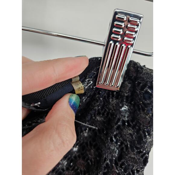 Elie Tahari Womens Sz 4 Knee Length Formal Skirt Blue Black Textured Overlay - Picture 4 of 5